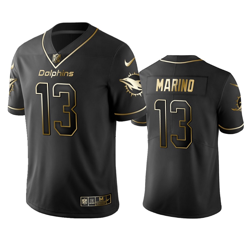 Miami Dolphins #13 Dan Marino Men Stitched NFL Vapor Untouchable Limited Black Golden Jersey